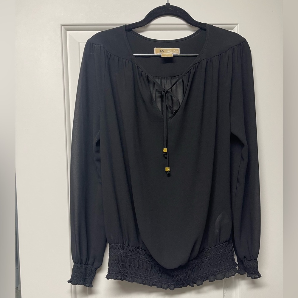 Michael Kors Women’s Long Sleeve Sheer Rounched Shirt